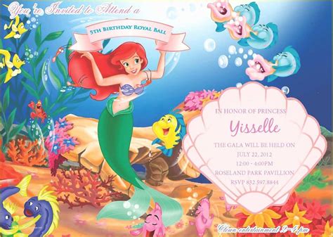 Free Little Mermaid Invitation Templates Of Little Mermaid Invitation Template Free Birthday ...