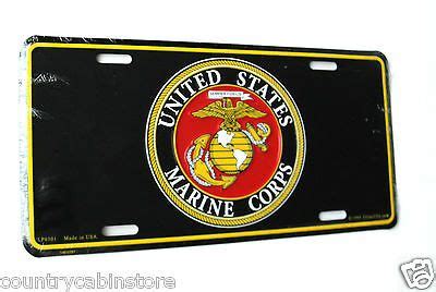 US Marine Corps License Plate USMC Marines Black Round Emblem 6 x 12 ...