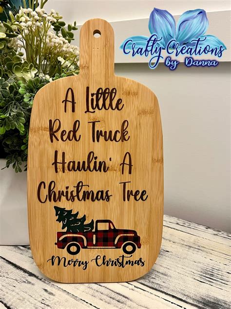 A Little Red Truck Hauling A Christmas Tree Decorative Cutting - Etsy