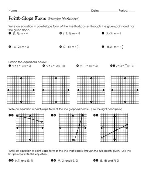 point slope form practice worksheet | Mathematical Objects | Physics & Mathematics