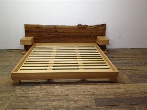 Custom Platform Bed with night stands and slab head board ...