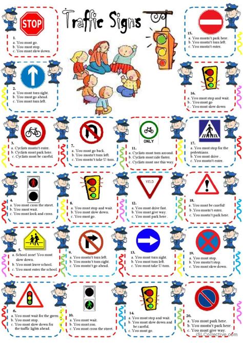 Traffic Rules: English ESL worksheets pdf & doc