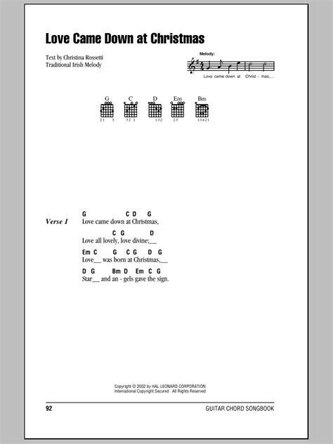 Love Came Down At Christmas by Christina Rossetti Sheet Music for Guitar Chords/Lyrics at Sheet ...