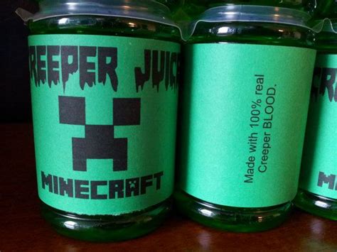 Minecraft birthday Creeper water bottle labels (printable PDF) Minecraft Birthday Party, Boy ...