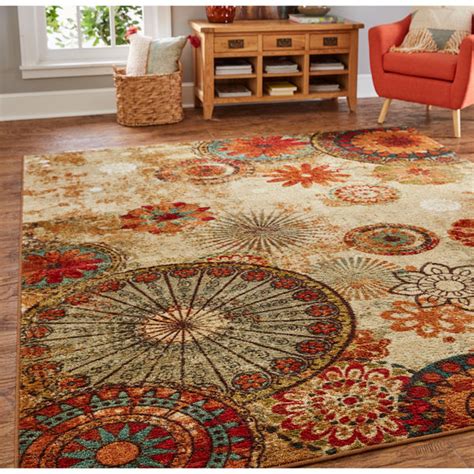 Multi-Color Floral Circle Area Rug Non-Slip – Ashley Area Rugs