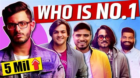 Who is No.1 Youtuber of India | Top 10 Indian Youtubers | Carryminati ...