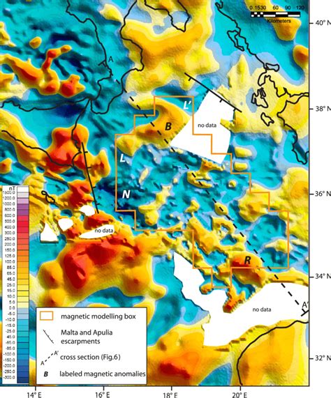 Magnetic anomaly map of the same area shown in Figure 1, integrated by ...