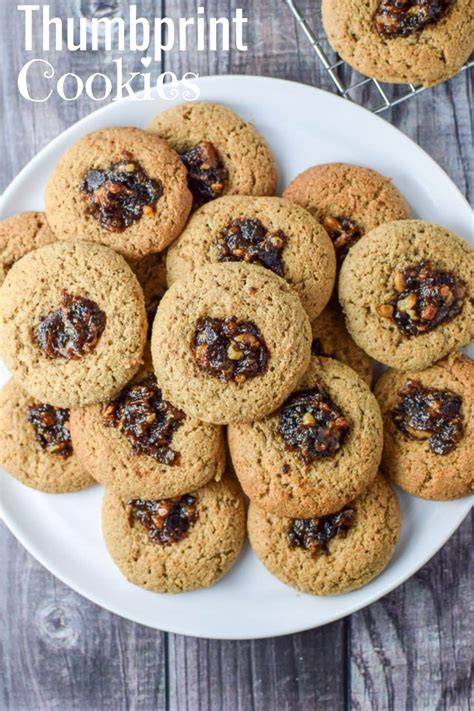 Date Nut Cookies - Decadent Thumbprint Filled - Dishes Delish