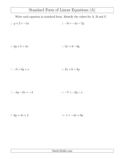 Rewriting Linear Equations in Standard Form (A)