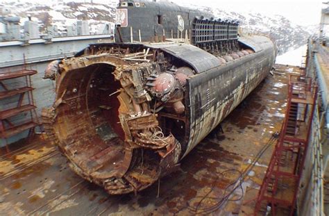 The wreckage of the Russian submarine Kursk. Sank on 12th August, 2000 ...