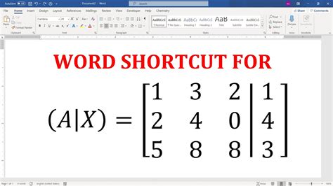 Shortcut to create an augmented matrix in Word [2021] - YouTube