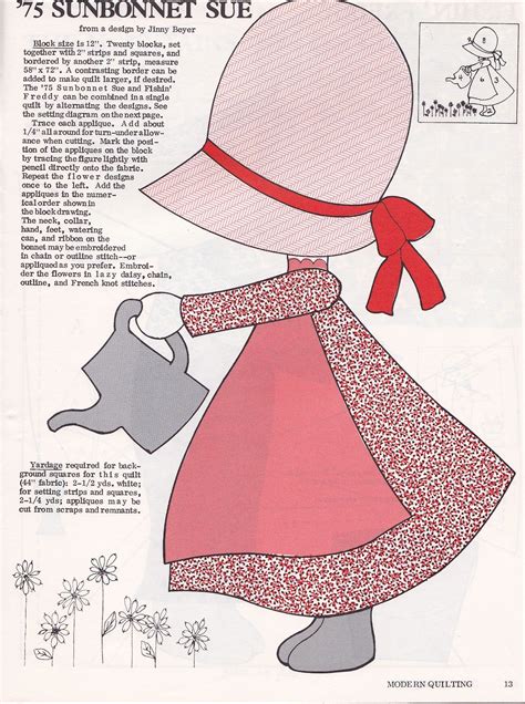 Free Sewing Sunbonnet Sue Pattern - Free Applique Patterns, Girl Quilts Patterns, Sewing ...