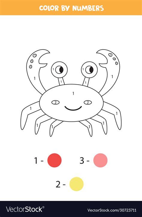 Coloring page with cute cartoon crab worksheet Vector Image