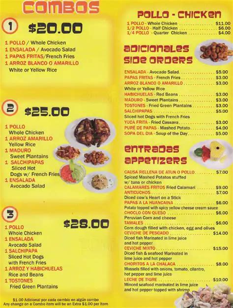 El Pollo Inka Peru Menu, Menu for El Pollo Inka Peru, Forest Hills, New ...