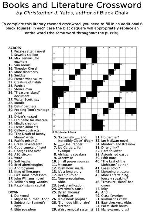 Printable Literature Crossword Puzzles - Printable Crossword Puzzles