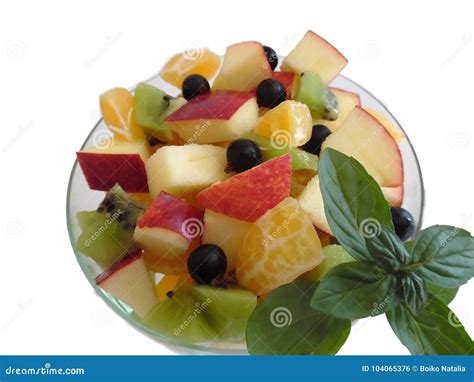 Fruit Salad Isolated on White Background Stock Photo - Image of banana ...