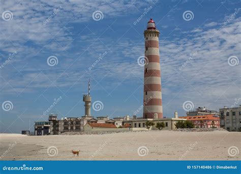 Aveiro Lighthouse Also Known As Praia Da Barra Portugal. Travel. Stock ...