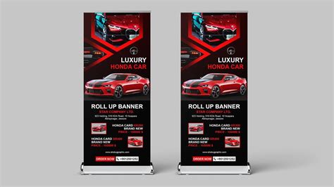 Roll up banner template - photoshop tutorial - car banner design | Rollup banner design, Pull up ...