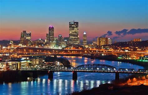 Pittsburgh from the east | Pittsburgh city, Monongahela, Night landscape