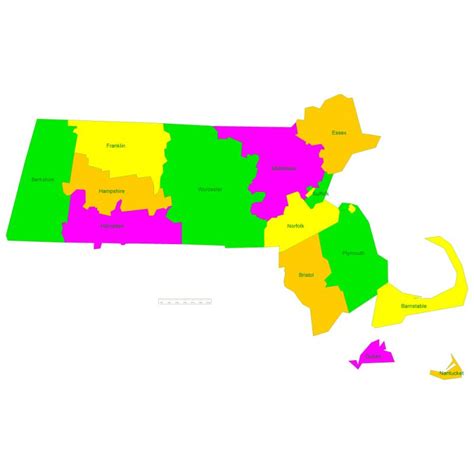 Free vector map Massachusetts State US – counties areas and names: Ai ...