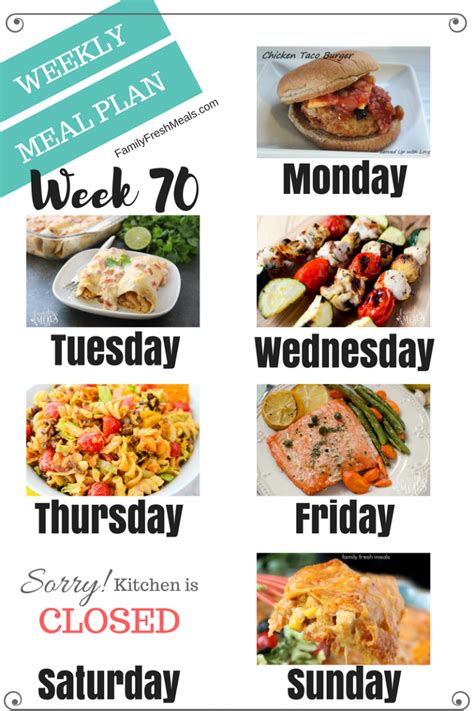 Easy Weekly Meal Plan Week 70 - Family Fresh Meals