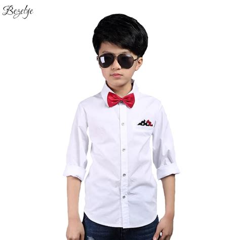 2017 Fashion Boys Dress Shirts Solid White School Blouse Long Sleeves Boy Child Shirt Chidren ...