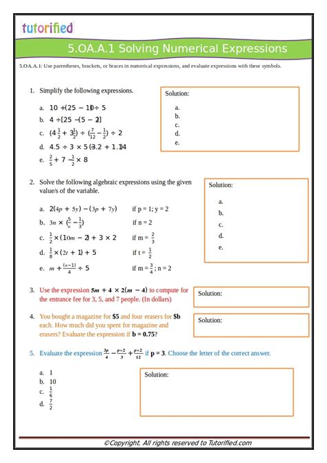 5th Grade Common Core Math Worksheets