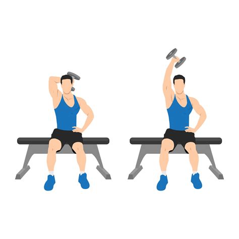 Man doing Seated Single arm overhead dumbbell tricep extensions ...