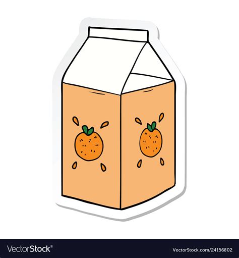 Sticker of a cartoon orange juice carton Vector Image