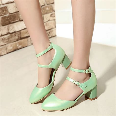 Women mint green low heels designer large size woman shoes ladies ...