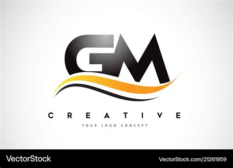 Gm g m swoosh letter logo design with modern Vector Image