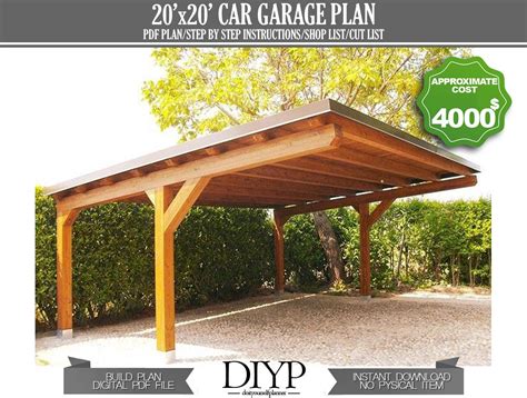 20'x20' Carport Plans DIY Wooden Car Garage Download - Etsy