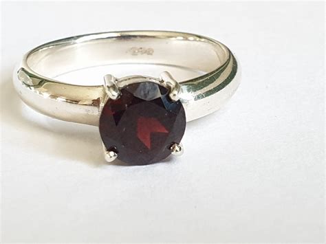 Red Garnet Ring, Natural Garnet, Red Garnet, Garnet Stone, Silver Ring ...