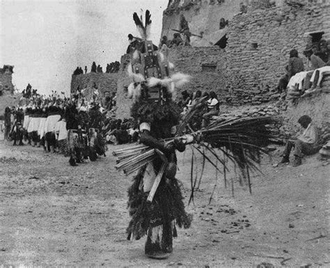 Hemis Katsina dancer holding a bunch of Cattails at Orabai village - Hopi - circa 1899 | Native ...