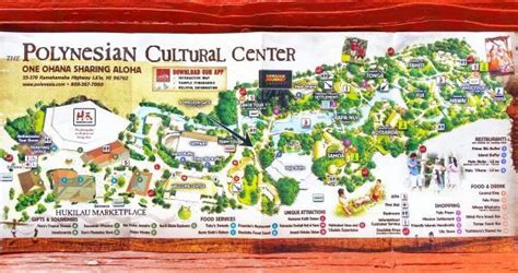 Polynesian Cultural Center map with list of places to visit at the Polynesian Cultural Center ...