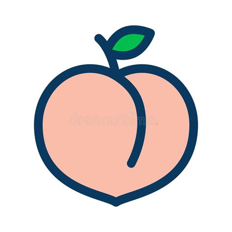 Peach Filled Outline Icon, Fruit Illustration Stock