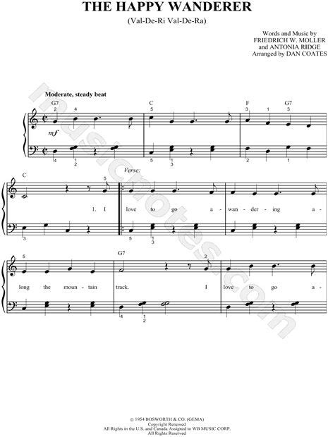 Friedrich W. Möller "The Happy Wanderer" Sheet Music - Download & Print (With images) | Music ...