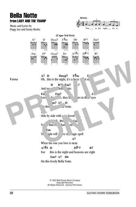 Bella Notte (This Is The Night) by Peggy Lee - Guitar Chords/Lyrics - Guitar Instructor