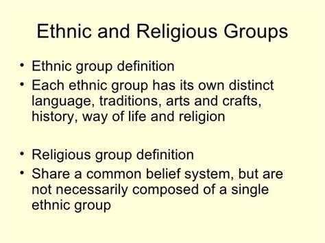 Contrasting cultures ethnic and religious groups