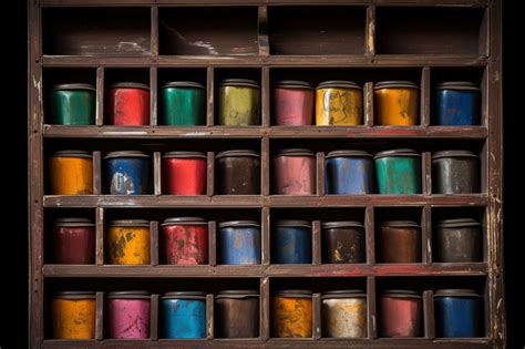 Jars Of Paint In Cabinet Art Free Stock Photo - Public Domain Pictures