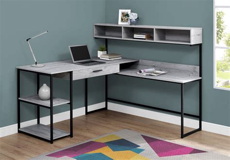 Gray & Black Metal 59" L-Shaped Corner Desk – ComputerDesk.com