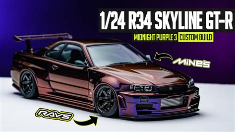 Custom Build: 1/24 Scale NISSAN R34 SKYLINE GT-R | MIDNIGHT PURPLE Ⅲ - YouTube