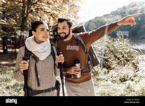 Lovely couple having romantic nature trip Stock Photo - Alamy