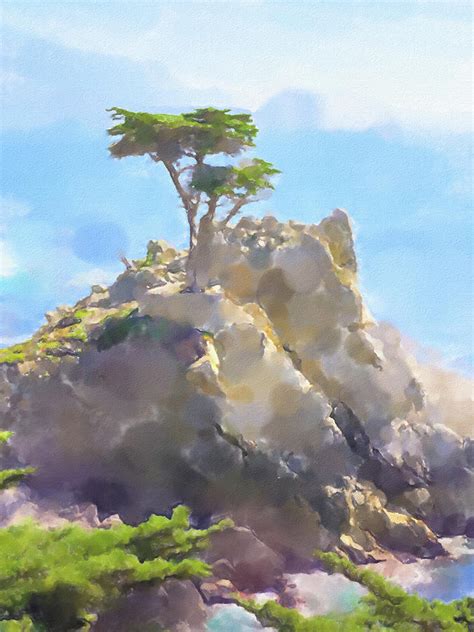 Lone Cypress painting Painting by Lutz Baar - Fine Art America