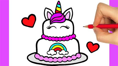 How to Draw a Cute Unicorn Cake - How to Draw a Simple Cute Cake - HOW ...