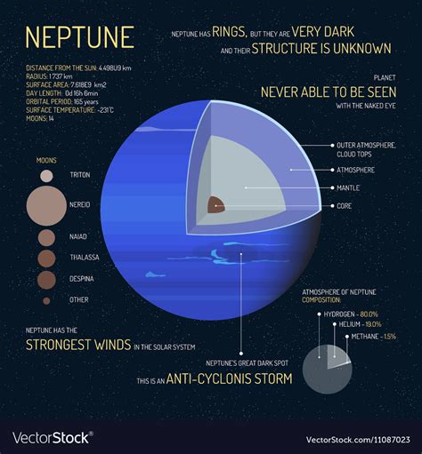 Neptune detailed structure with layers Royalty Free Vector