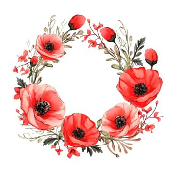 Poppy Flower Wreath, Poppy, Flower, Floral PNG Transparent Image and ...