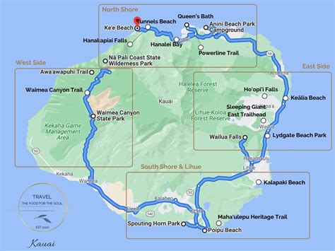 Kauai Attractions Map | Travel The Food For The Soul