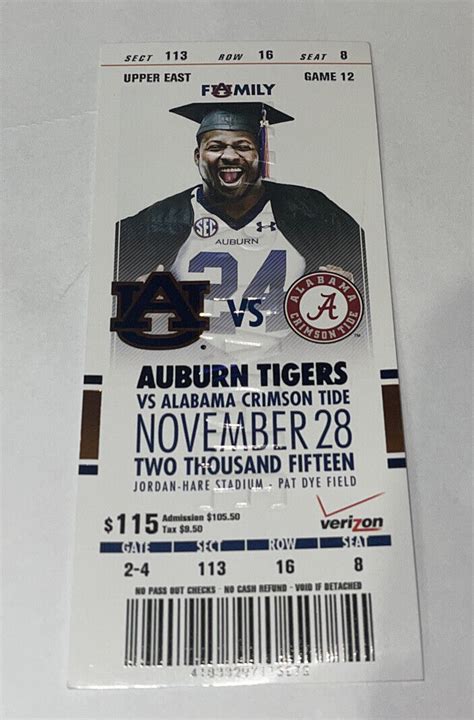 Auburn Football Vs Alabama game Day ticket Stub. 2015. | eBay