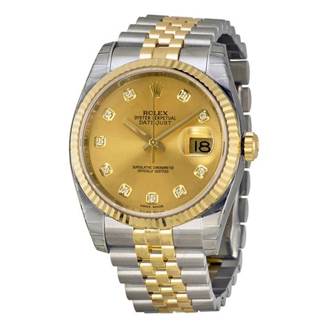 Rolex Oyster Perpetual Datejust 36 Champagne Dial Stainless Steel and 18K Yellow Gold Jubilee ...